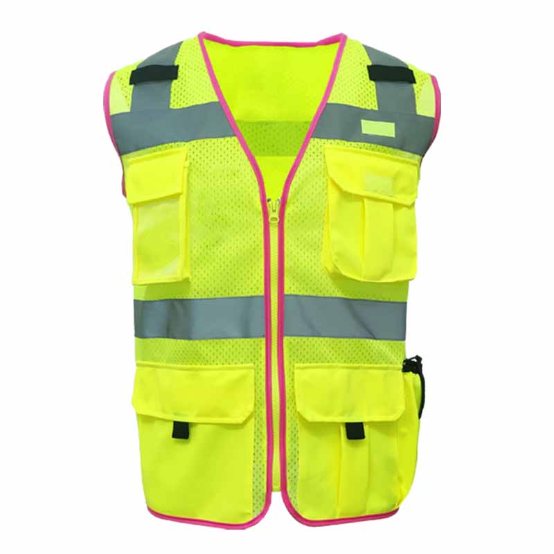 Womens Construction Vest pink piping